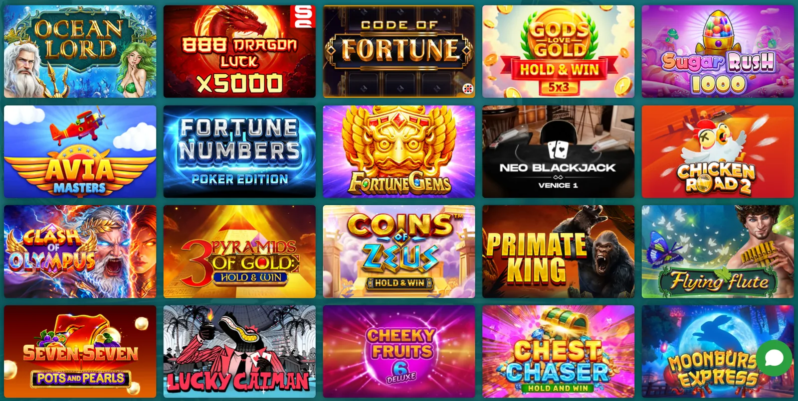 Schermata del catalogo giochi nell'area Casinò di 22Bet
