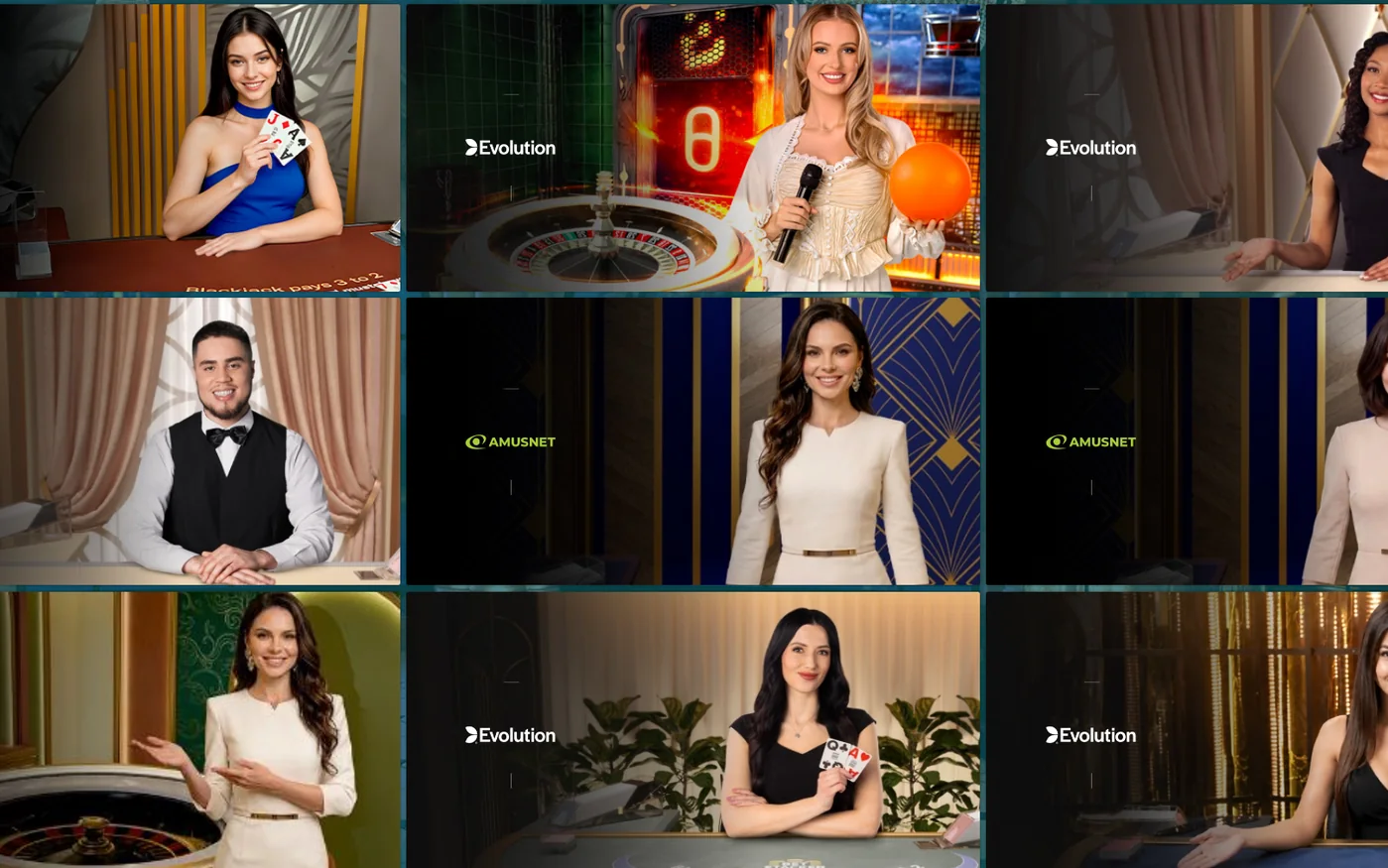 Schermata dell'area Casinò Live di 22Bet con una griglia di tavoli condotti da dealer in diretta